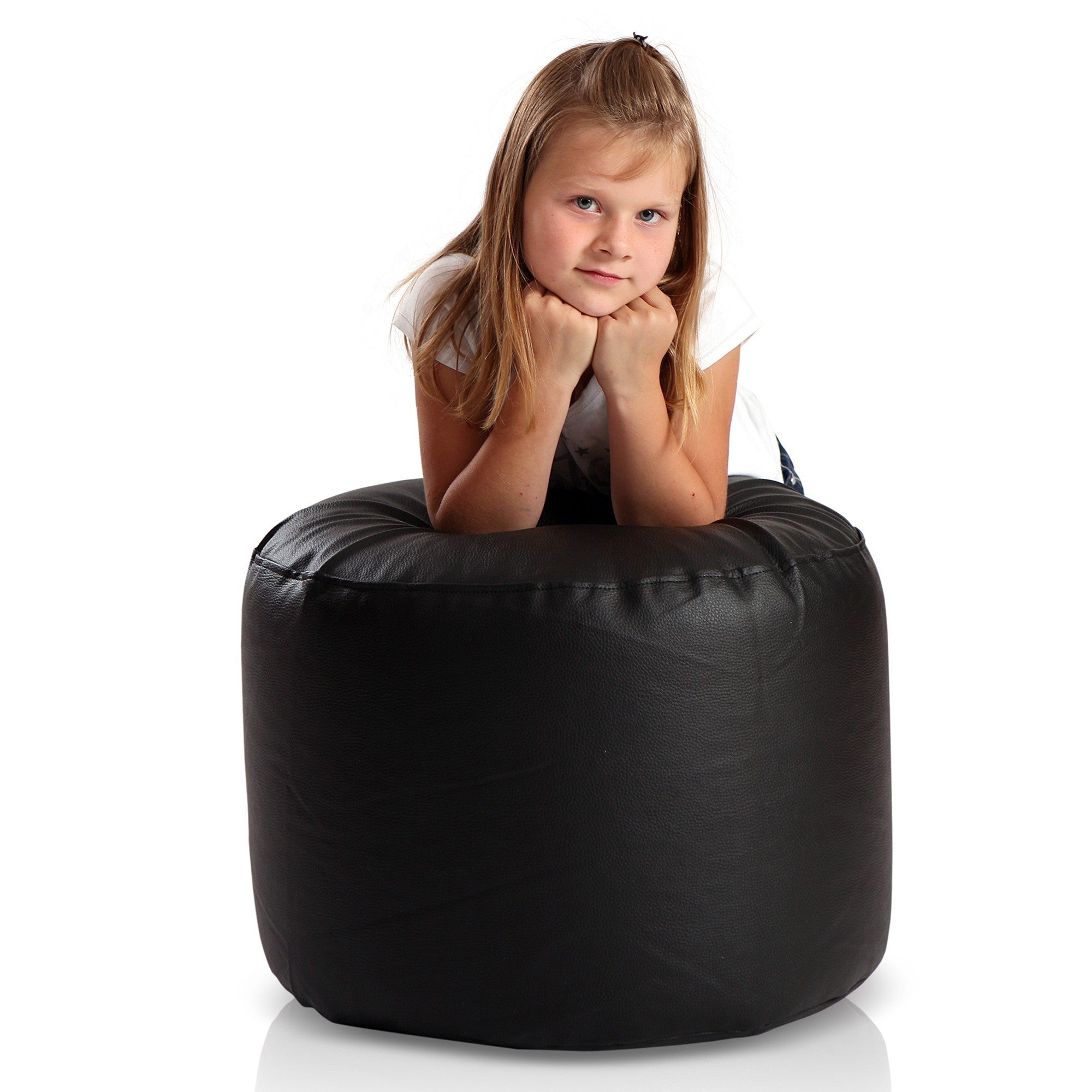 Pouf Poggiapiedi Sgabello Cilindro in Ecopelle 40x55