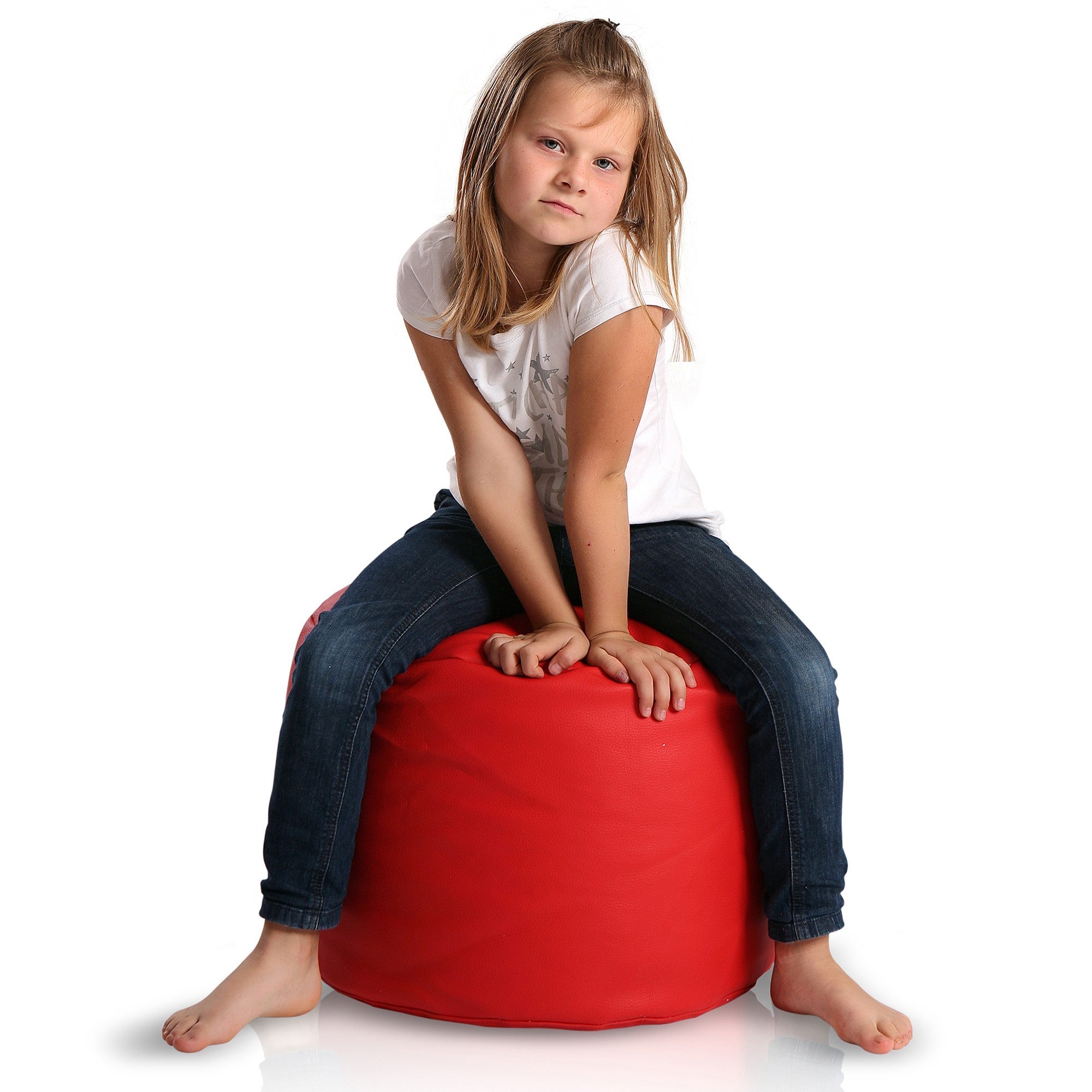 Pouf Poggiapiedi Sgabello Cilindro in Ecopelle 40x55