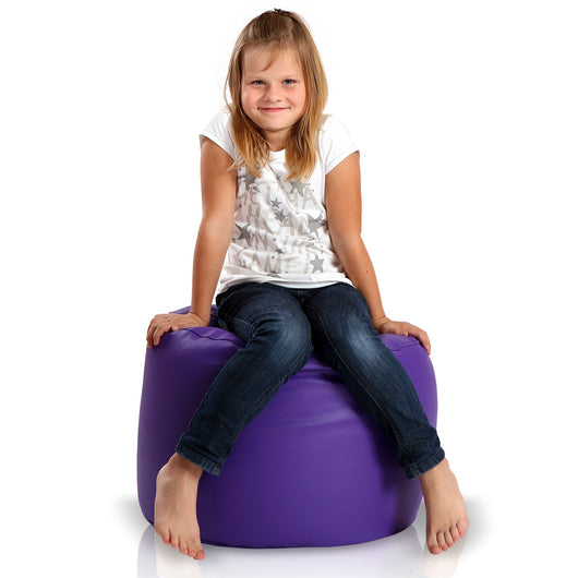 Pouf Poggiapiedi Sgabello Cilindro in Ecopelle 40x55