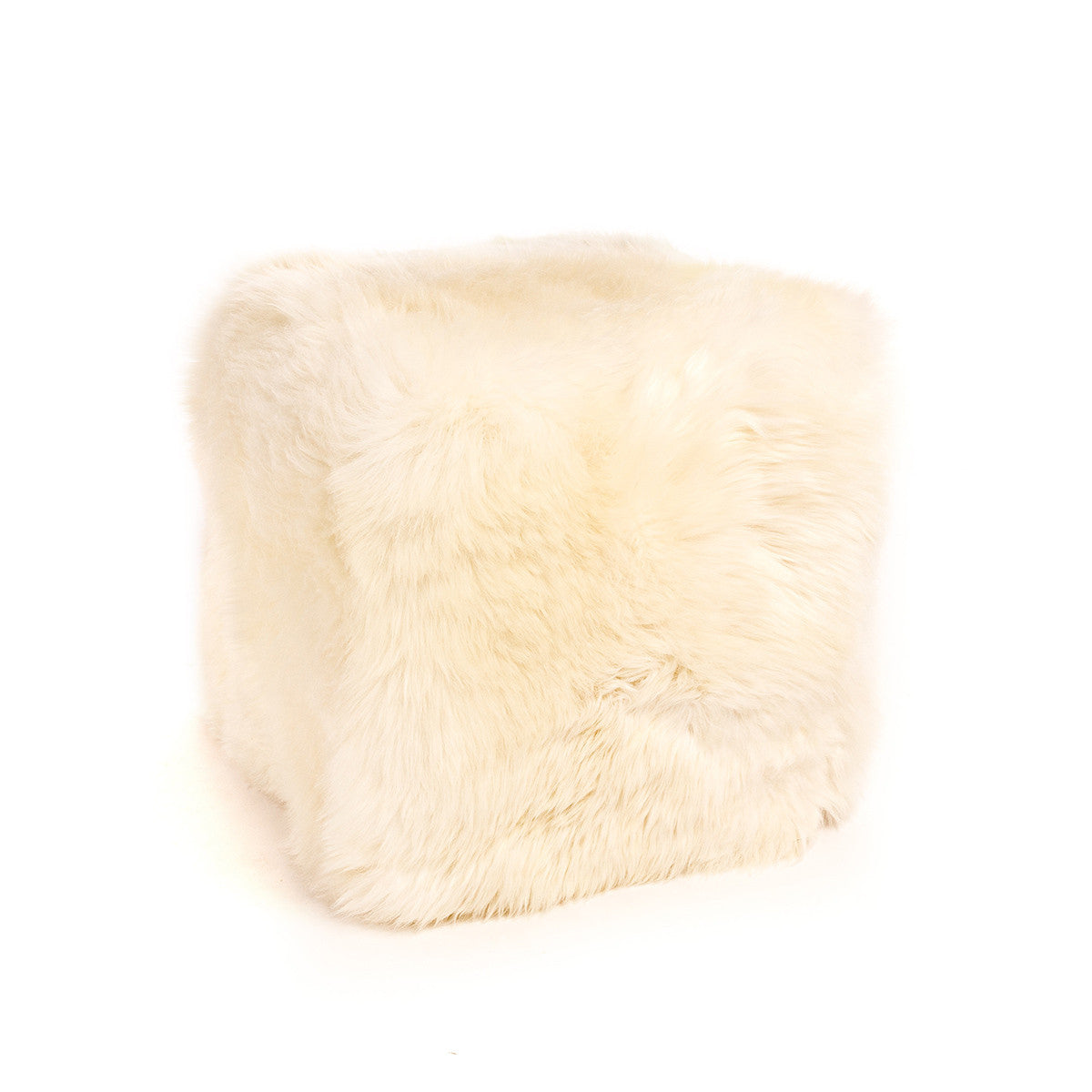 Pouf Poggiapiedi Sgabello Quadrato Vello Naturale d'Agnello 40x40