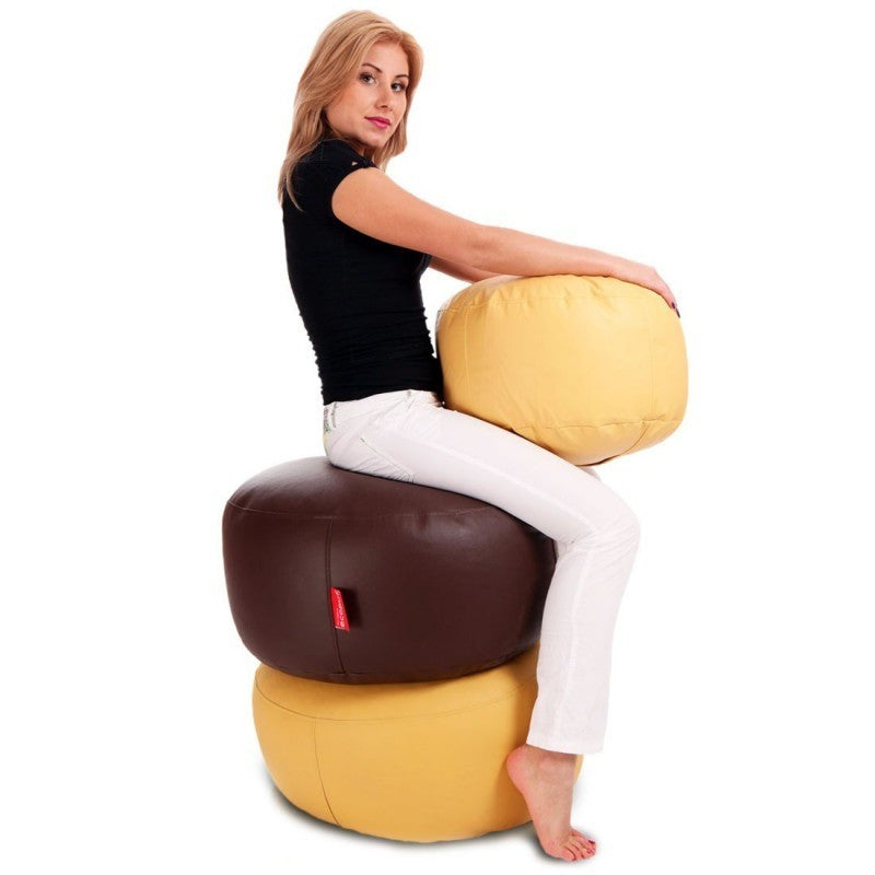 Pouf Poggiapiedi Sgabello Rotondo L in Ecopelle 58x28