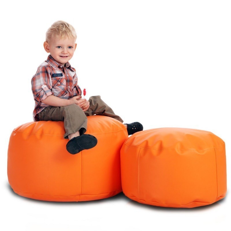 Pouf Poggiapiedi Sgabello Rotondo L in Ecopelle 58x28