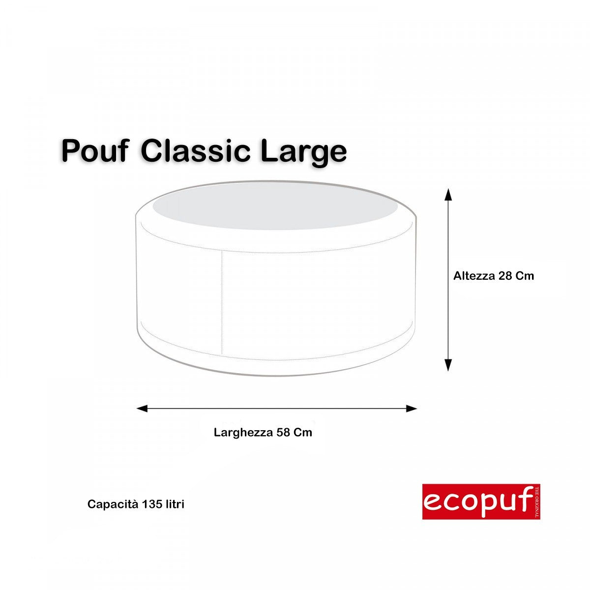 Pouf Poggiapiedi Sgabello Rotondo L in Ecopelle 58x28