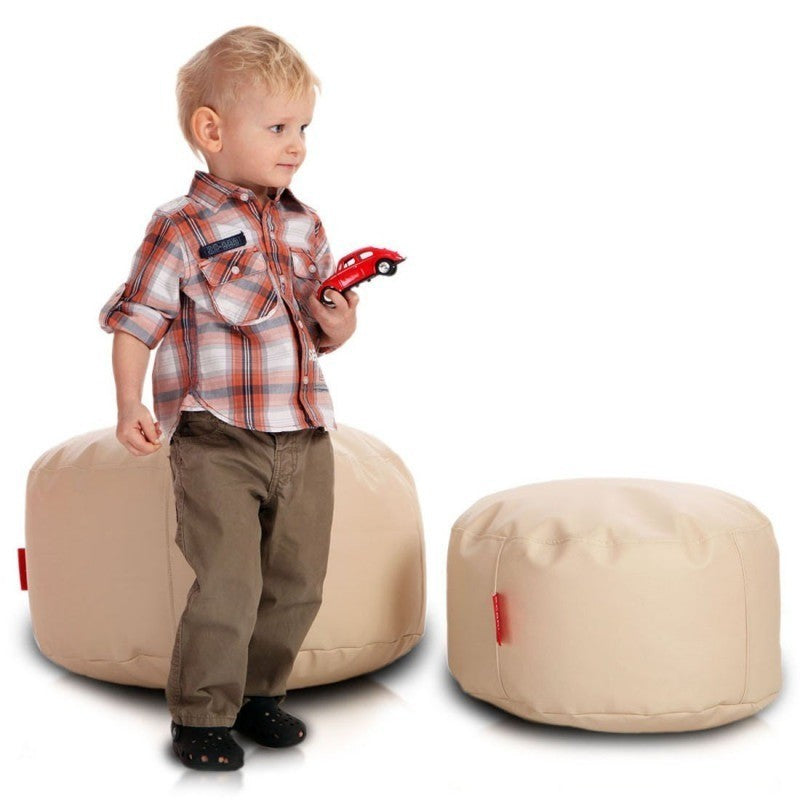 Pouf Poggiapiedi Sgabello Rotondo L in Ecopelle 58x28
