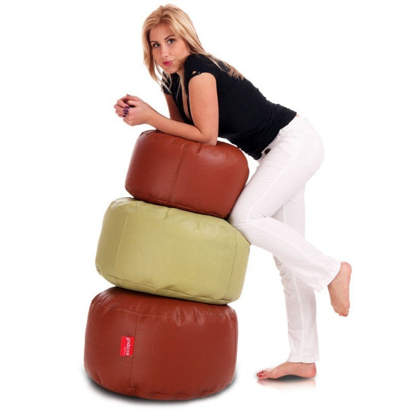 Pouf Poggiapiedi Sgabello Rotondo L in Ecopelle 58x28