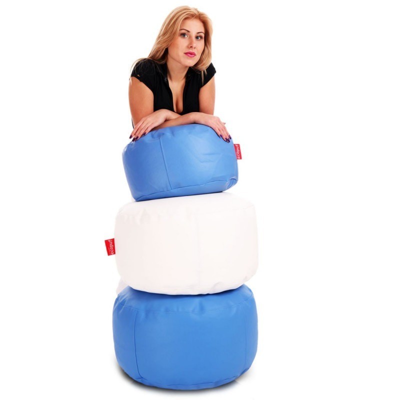 Pouf Poggiapiedi Sgabello Rotondo L in Ecopelle 58x28