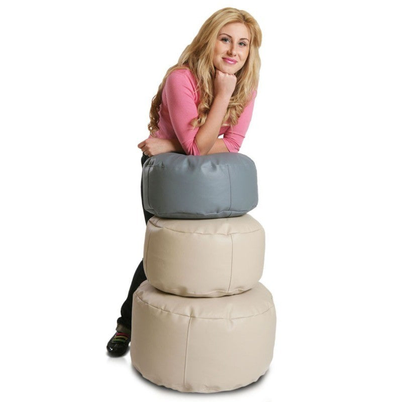Pouf Poggiapiedi Sgabello Rotondo L in Ecopelle 58x28