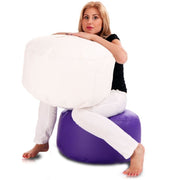 Pouf Poggiapiedi Sgabello Rotondo L in Ecopelle 58x28