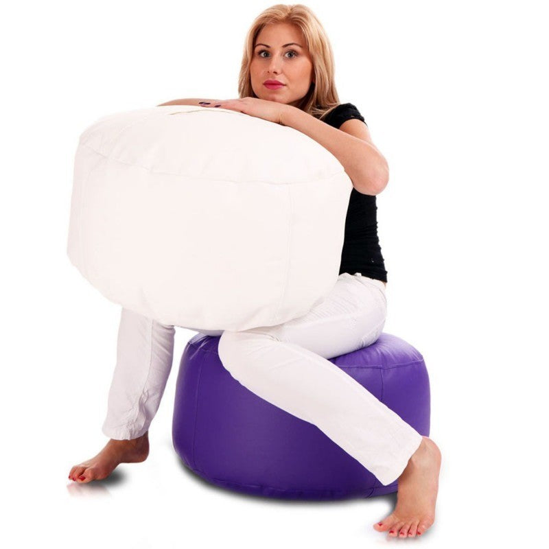 Pouf Poggiapiedi Sgabello Rotondo L in Ecopelle 58x28