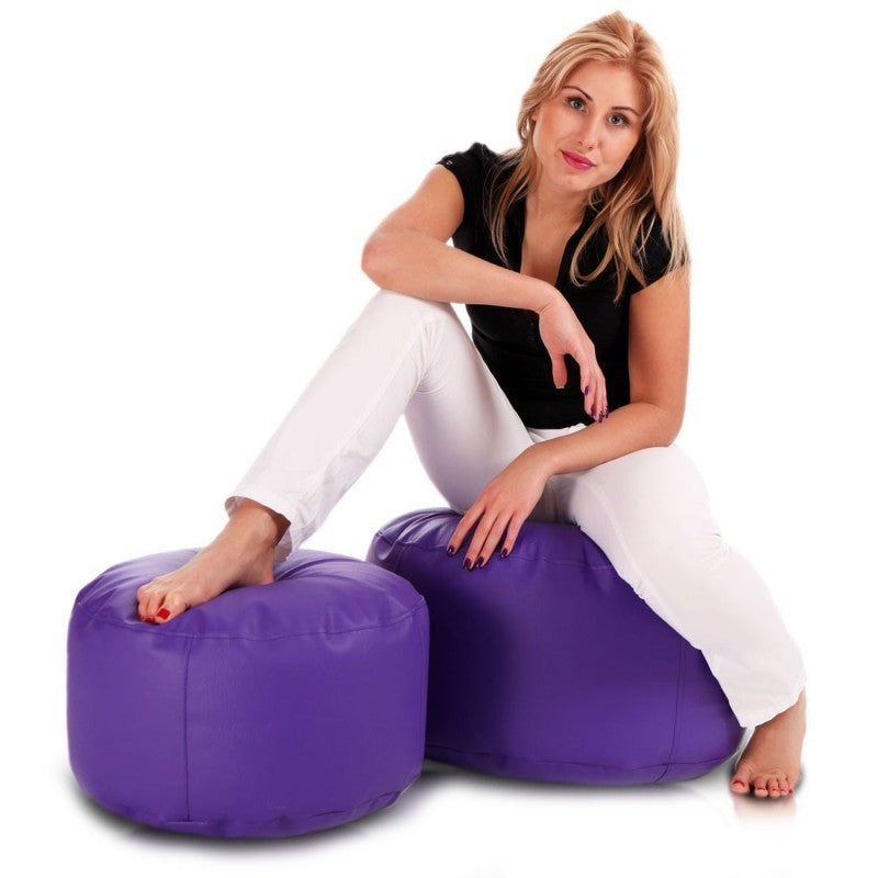 Pouf Poggiapiedi Sgabello Rotondo L in Ecopelle 58x28