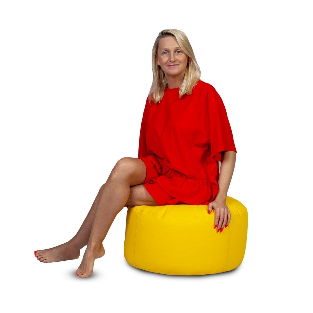 Pouf Poggiapiedi Sgabello Rotondo S in Ecopelle 47x24