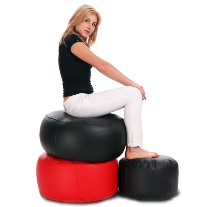 Pouf Poggiapiedi Sgabello Rotondo S in Ecopelle 47x24