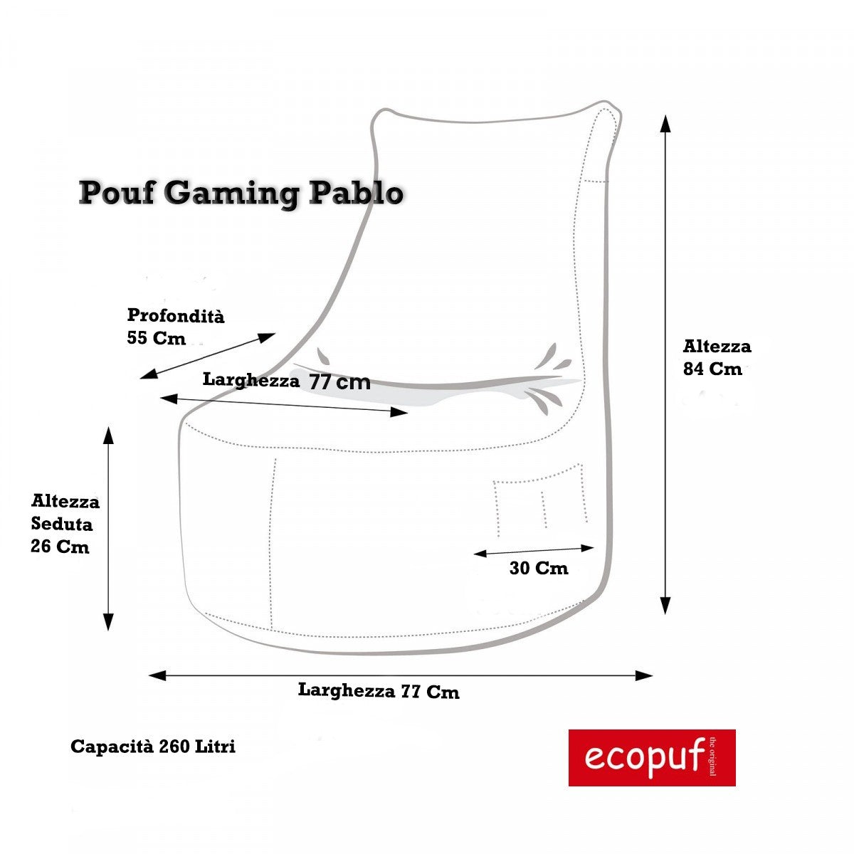 Pouf poltrona gaming pablo in Poliestere