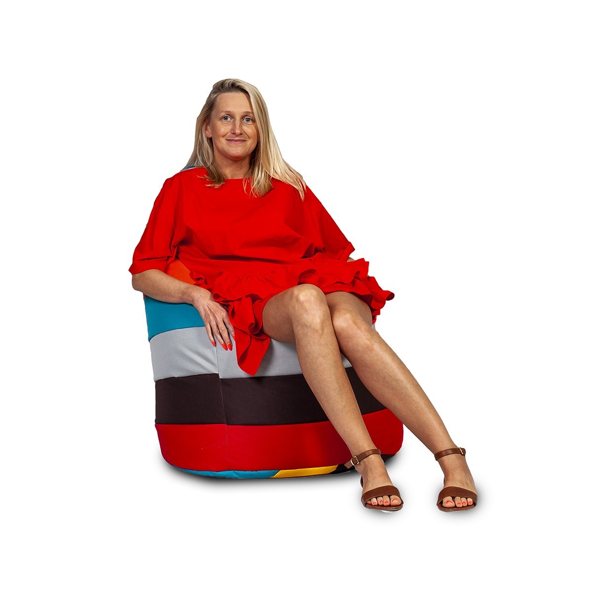 Pouf Poltrona Sacco L Patchwork Righe Poliestere