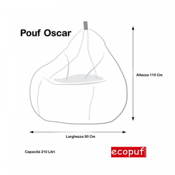 Pouf poltrona sacco oscar in poliestere design con maniglia