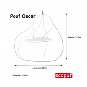 Pouf poltrona sacco oscar in poliestere design con maniglia
