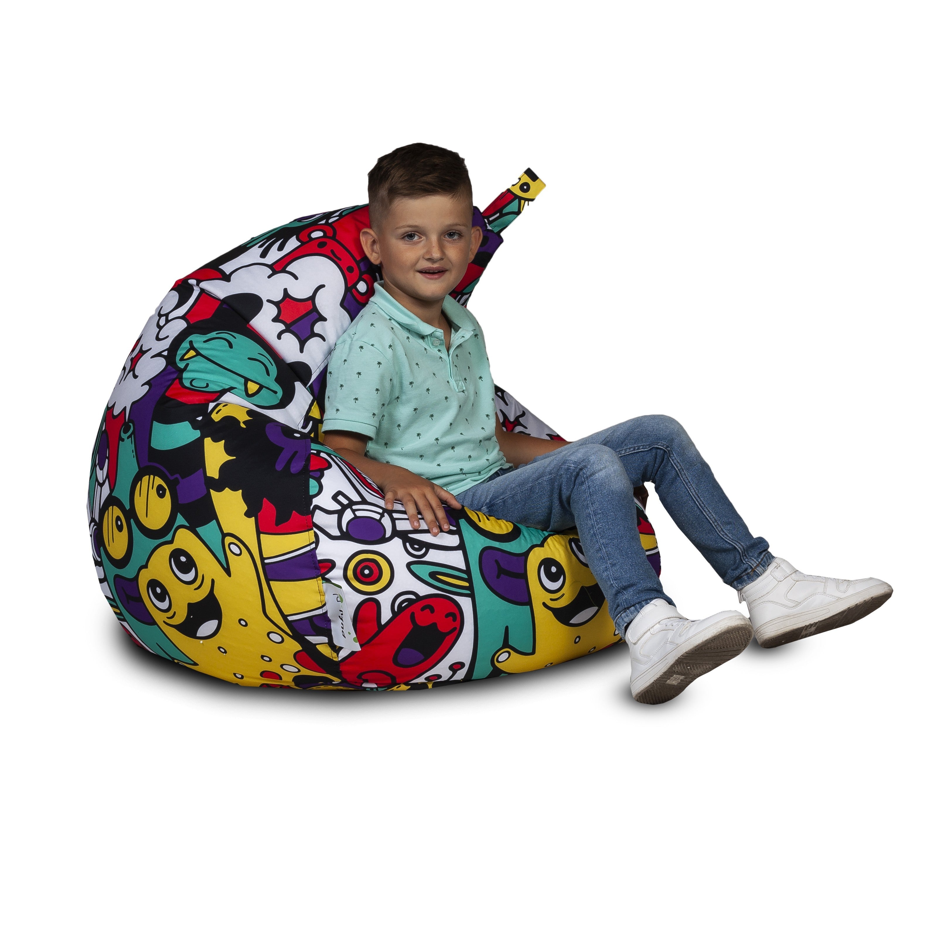 Pouf poltrona sacco oscar in poliestere design con maniglia