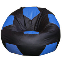 Pouf Poltrona Sacco Palla da Calcio in Ecopelle Nero Azzurro