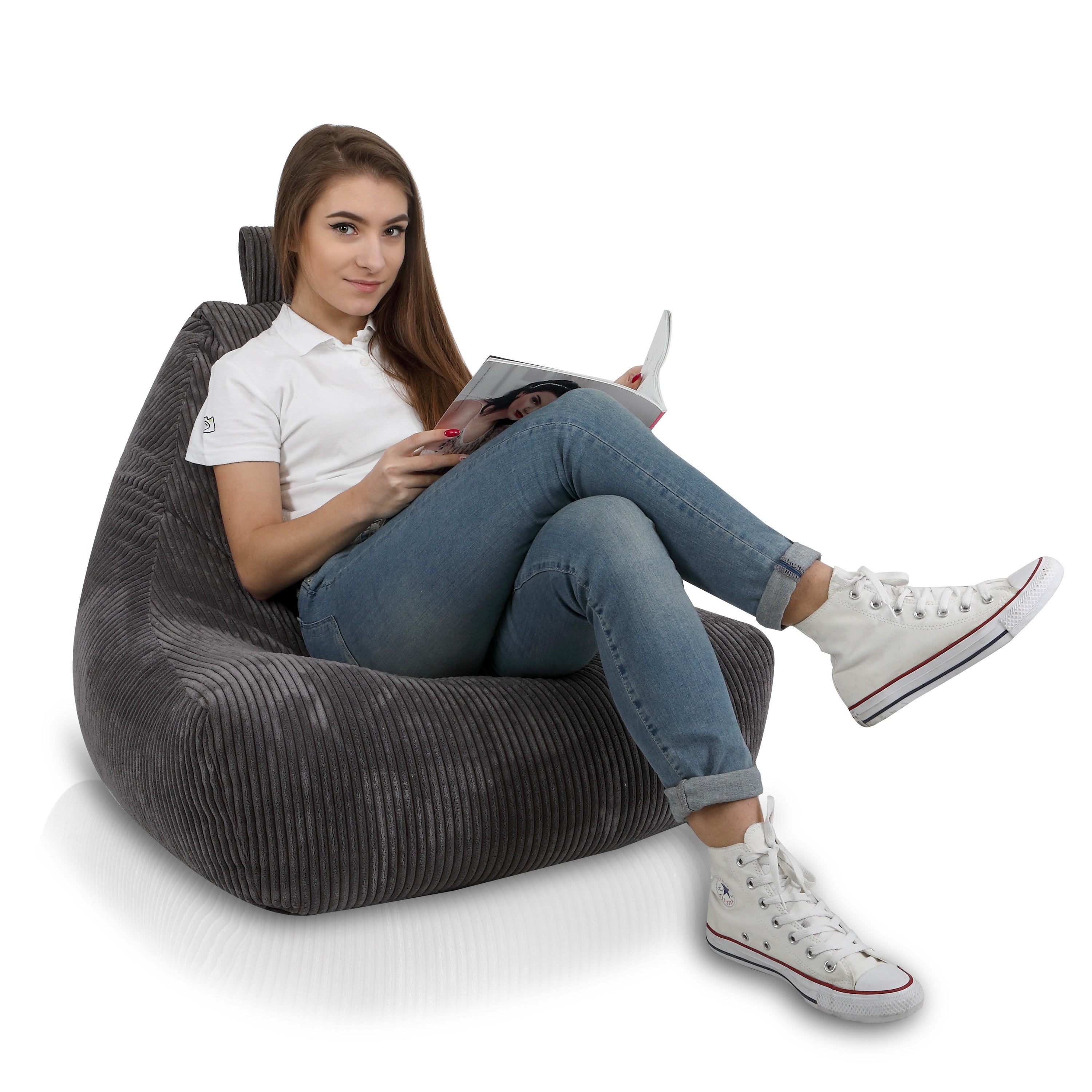 Pouf poltrona sacco seduta keiko s in velluto con Cuscino