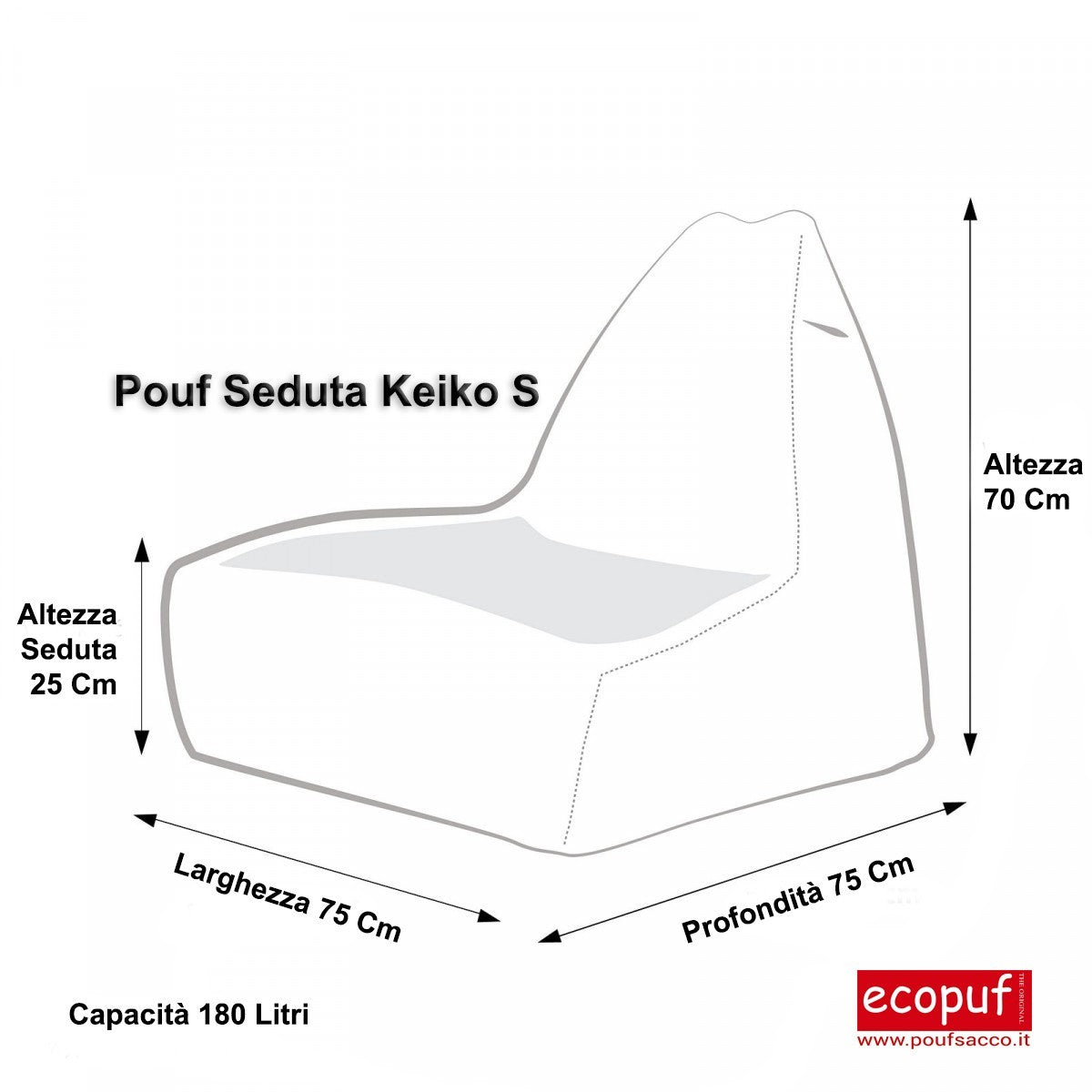 Pouf poltrona sacco seduta keiko s in velluto con Cuscino
