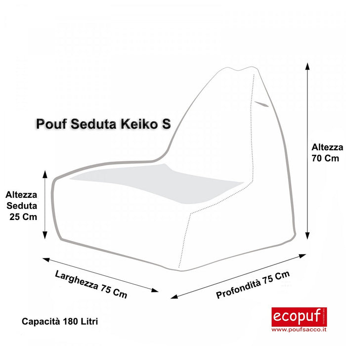 Pouf poltrona sacco seduta keiko s in velluto con Cuscino