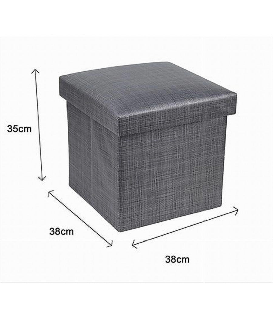 Pouf Puff Contenitore Imbottito Portaoggetti Salvaspazio Seduta 38x38x35cm 79420         