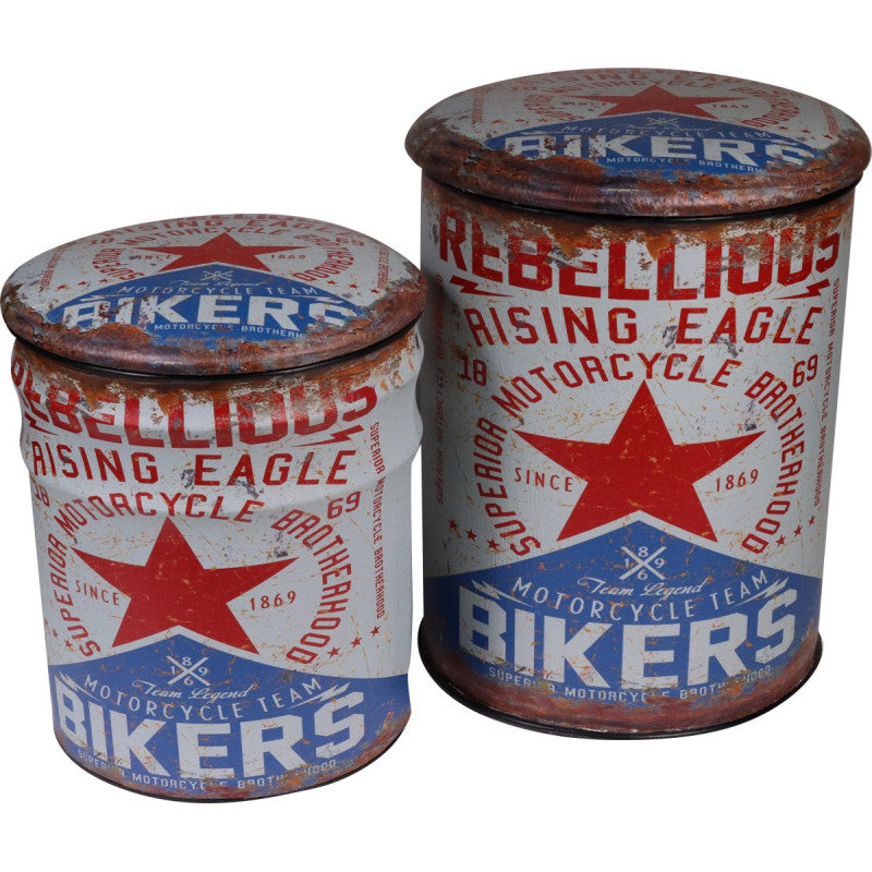 Pouf Pvc+metallo 35x35x45 Bikers