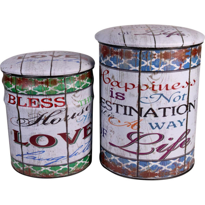 Pouf Pvcon Metallo Heart 35x35x45 Love Life