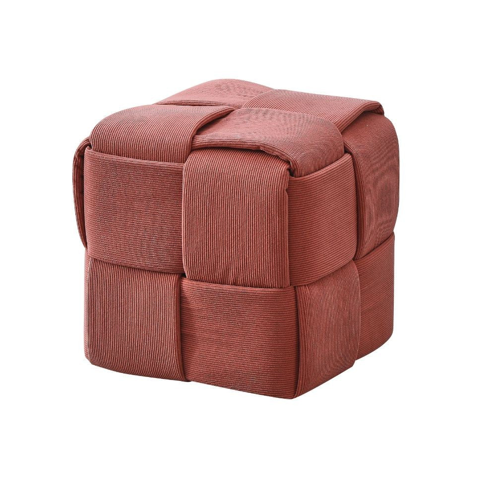 Pouf quadrato colore mattone tessuto effetto intrecciato Den 39x39x39H