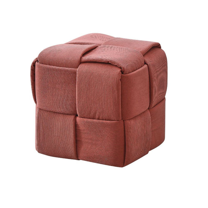 Pouf quadrato colore mattone tessuto effetto intrecciato Den 39x39x39H