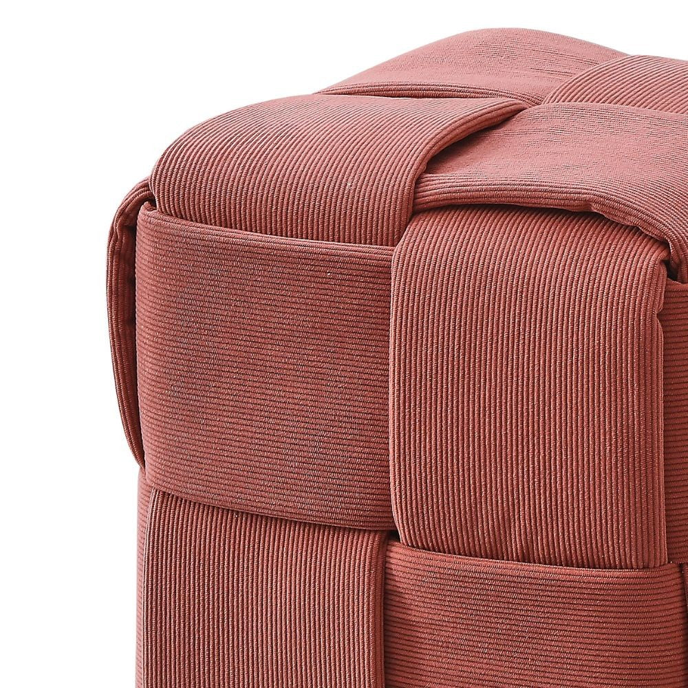 Pouf quadrato colore mattone tessuto effetto intrecciato Den 39x39x39H