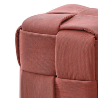 Pouf quadrato colore mattone tessuto effetto intrecciato Den 39x39x39H