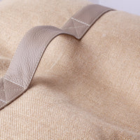 Pouf Quadrato in Juta Naturale e Pelle Fiore 45x60