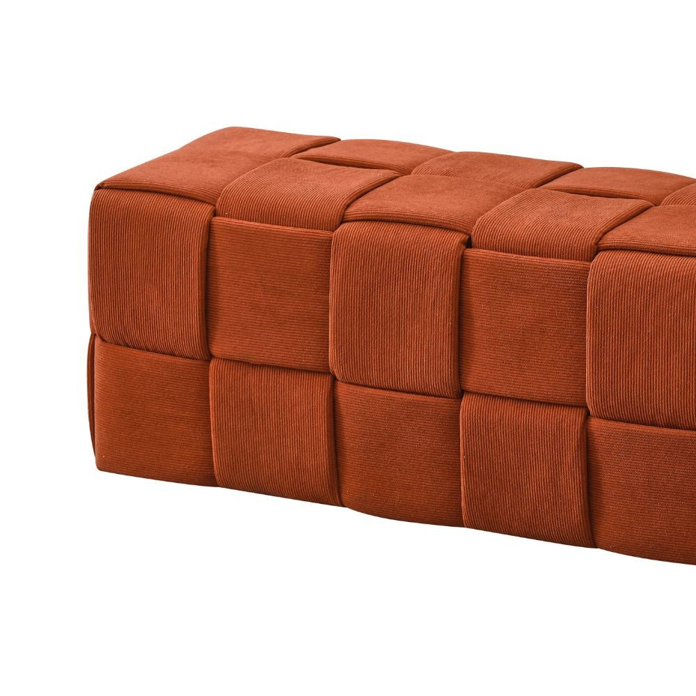 Pouf rettangolare colore ruggine effetto intrecciato Den 104x39x39H