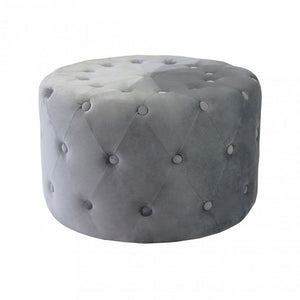 POUF ROTONDO IN VELLUTO GRIGIO SCURO