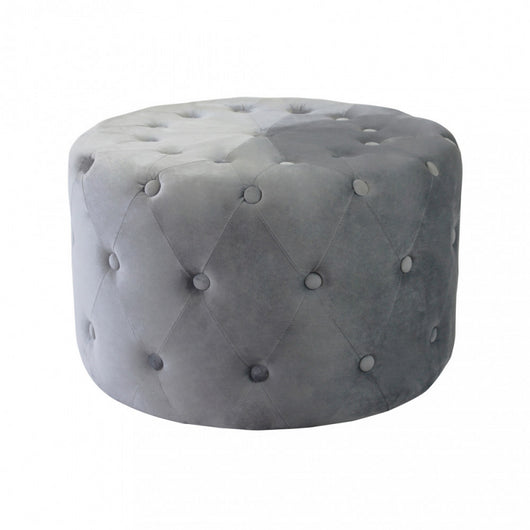 POUF ROTONDO IN VELLUTO GRIGIO SCURO