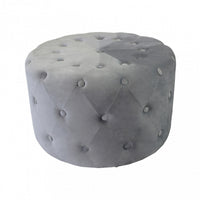 POUF ROTONDO IN VELLUTO GRIGIO SCURO