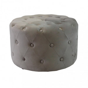 POUF ROTONDO IN VELLUTO TORTORA