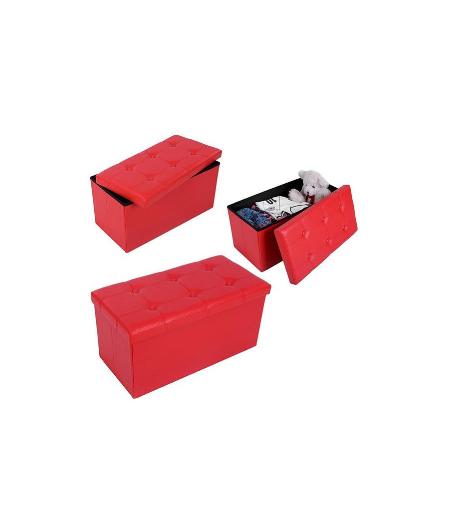 Pouf Scatola Contenitore Rettangolare Similpelle Cassapanca Poggiapiedi Colore         