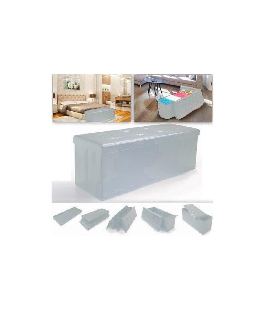 Pouf Scatola Contenitore Rettangolare Similpelle Cassapanca Poggiapiedi Colore         