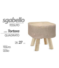 Pouf Sgabello Poggiapiedi Quadrato Moderno Piedi In Legno Tortora 27x28cm 827709         
