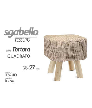 Pouf Sgabello Poggiapiedi Quadrato Moderno Piedi In Legno Tortora 27x28cm 827709         