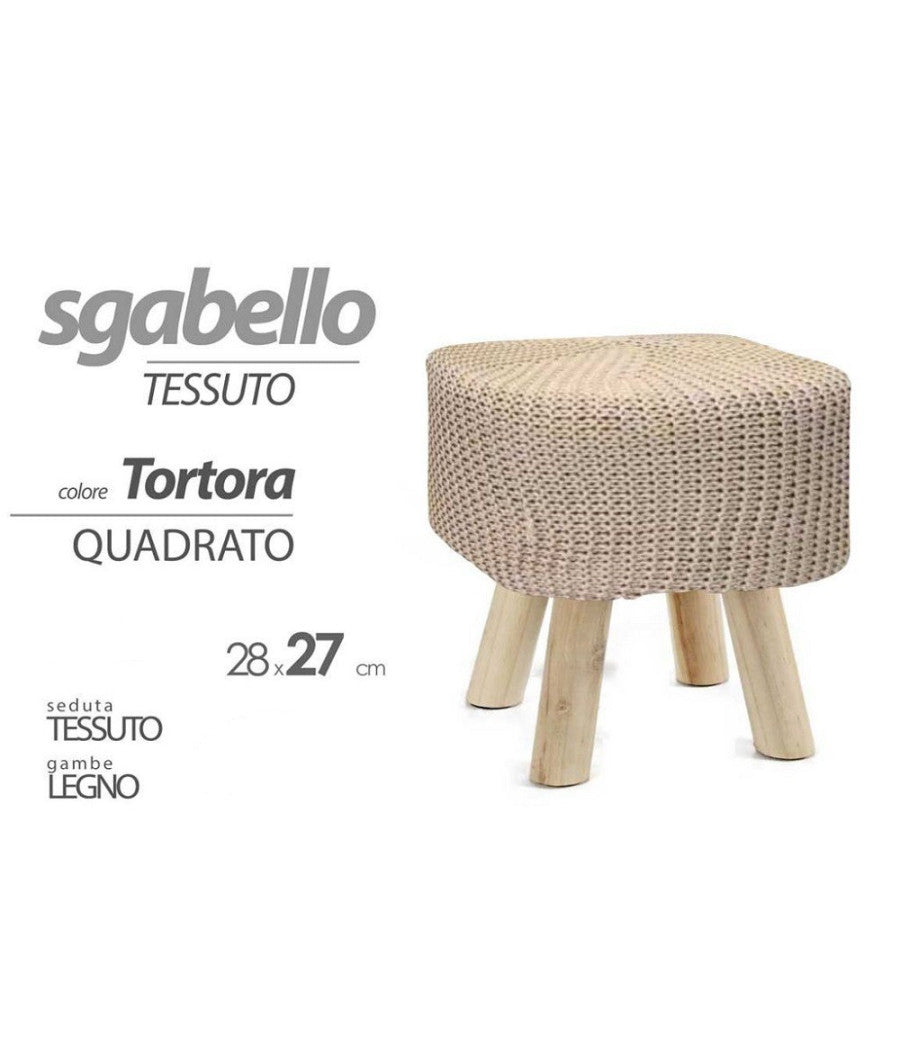 Pouf Sgabello Poggiapiedi Quadrato Moderno Piedi In Legno Tortora 27x28cm 827709         
