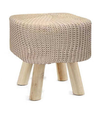 Pouf Sgabello Poggiapiedi Quadrato Moderno Piedi In Legno Tortora 27x28cm 827709         