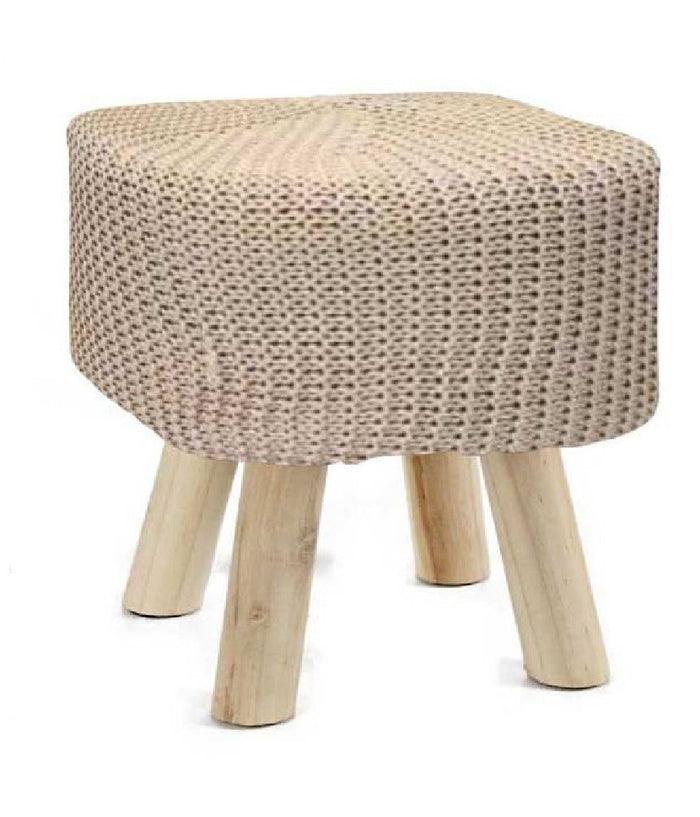 Pouf Sgabello Poggiapiedi Quadrato Moderno Piedi In Legno Tortora 27x28cm 827709         
