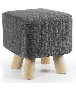 Pouf Sgabello Poggiapiedi Quadrato Piedi Legno Tessuto Grigio Scuro 27x28cm 790256         