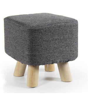 Pouf Sgabello Poggiapiedi Quadrato Piedi Legno Tessuto Grigio Scuro 27x28cm 790256         