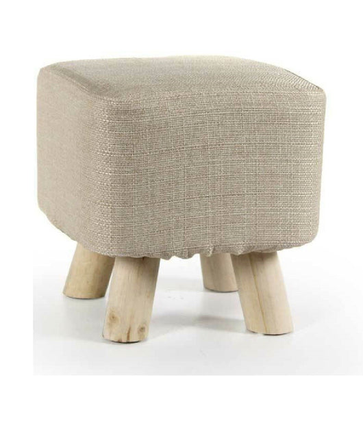 Pouf Sgabello Poggiapiedi Quadrato Pouff Tessuto Piedi Legno Tortora 27x28cm 790010         