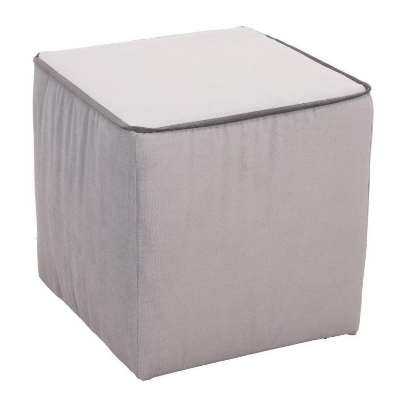 Pouf Zeno Velluto Grigio+bdo Antracite