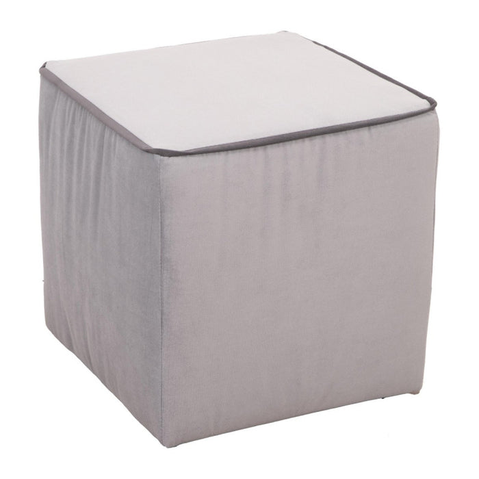 Pouf Zeno Velluto Grigio+bdo Antracite